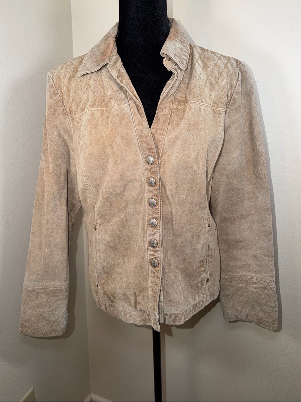 Vintage A.M.I Embroidered Suede Boho Leather Jacket Western Whimsy Fairy Grunge